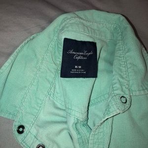 Turquoise long-sleeve button up shirt